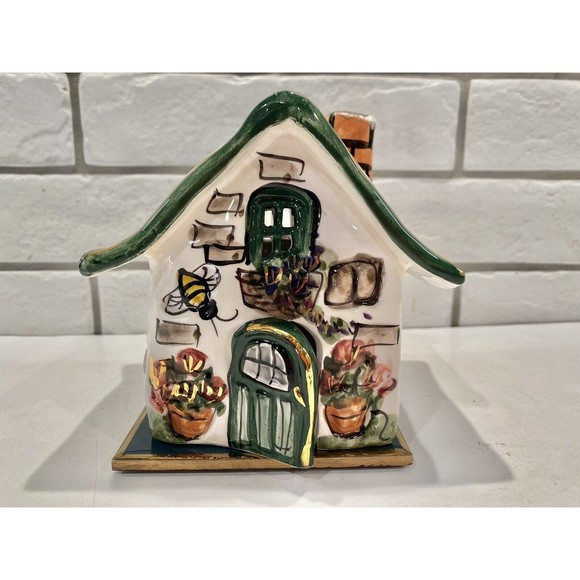 Blue Sky Clayworks by Heather Goldminc BEE HOUSE tea-lite holder Signed - Picture 2 of 9